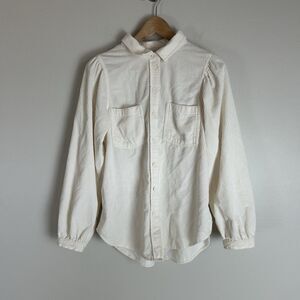 American Eagle Shirt Women Small Ivory Corduroy Button Front Button Up Top
